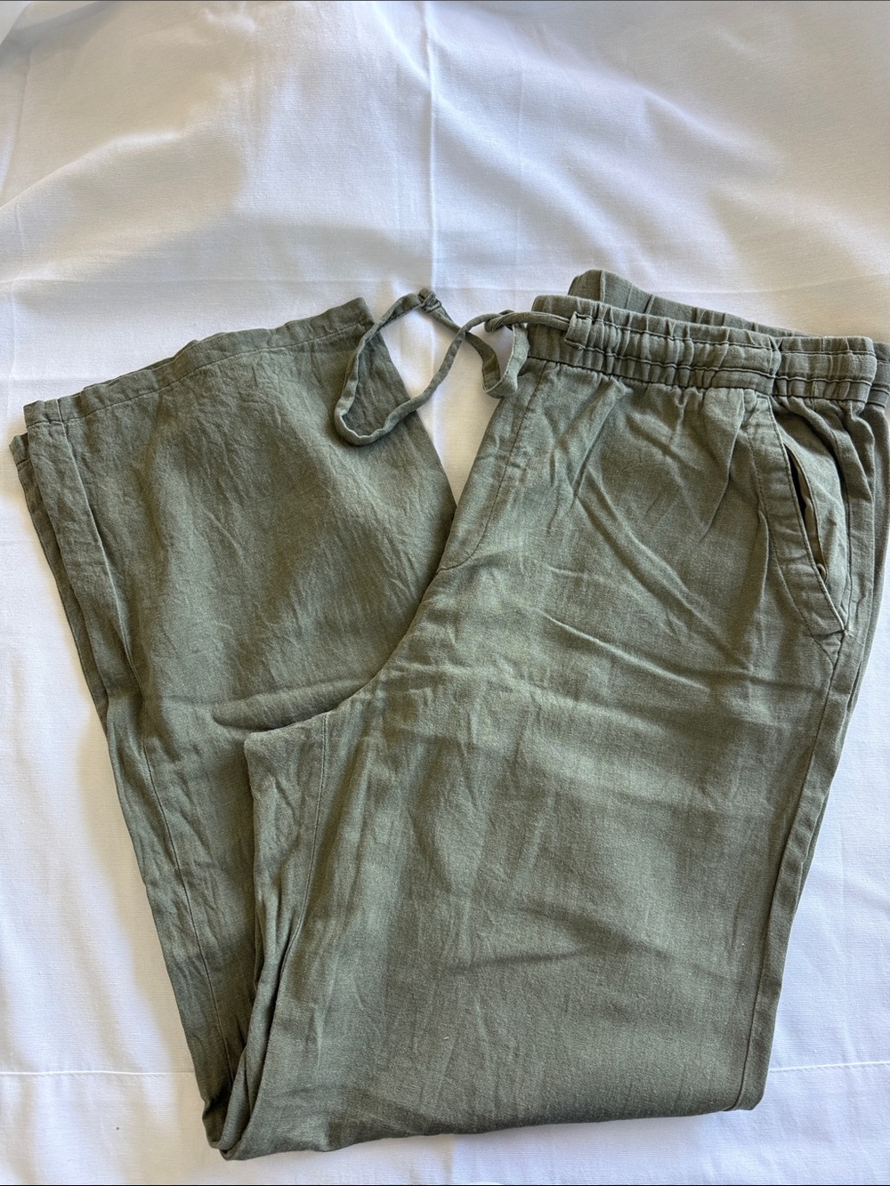 Old Navy Olive Green Wide-Leg Drawstring Pants - XL Tall